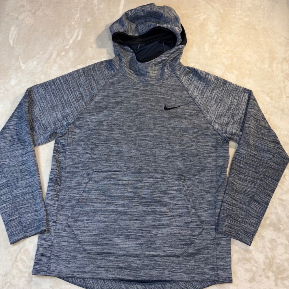 Nike Dri-FIT Spotlight Basketball Pullover Hoodie Blue Navy Marled Mens Large